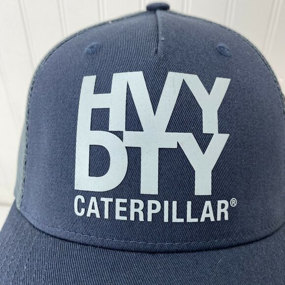 CAT Diesel Blue & Gray Trucker Mesh Snapback Hat Vinyl HVY DTY Logo Heavy Duty - Picture 5 of 7